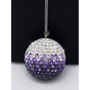 Bling Car Decor Purple Crystal Ball Car Rear View Mirror Charm, Purple Ombre Rhi